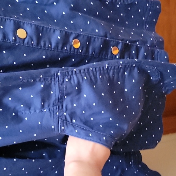 Chico’s Navy and White Polka Dot Luxe Twill Utility Jacket - Size 12/14 - Picture 4 of 11
